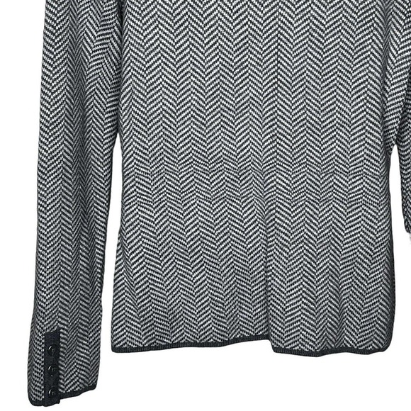 TALBOTS SZ M Knit Blazer Jacket 100% Merino Wool Gray Herringbone Pockets NEW - Picture 7 of 11